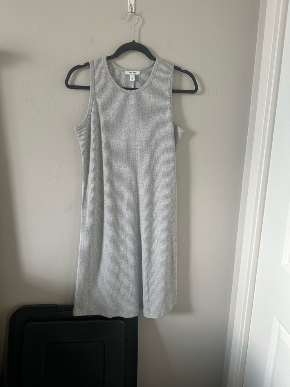 Nine West Light Gray Sleeveless Ribbed Midi Dress
